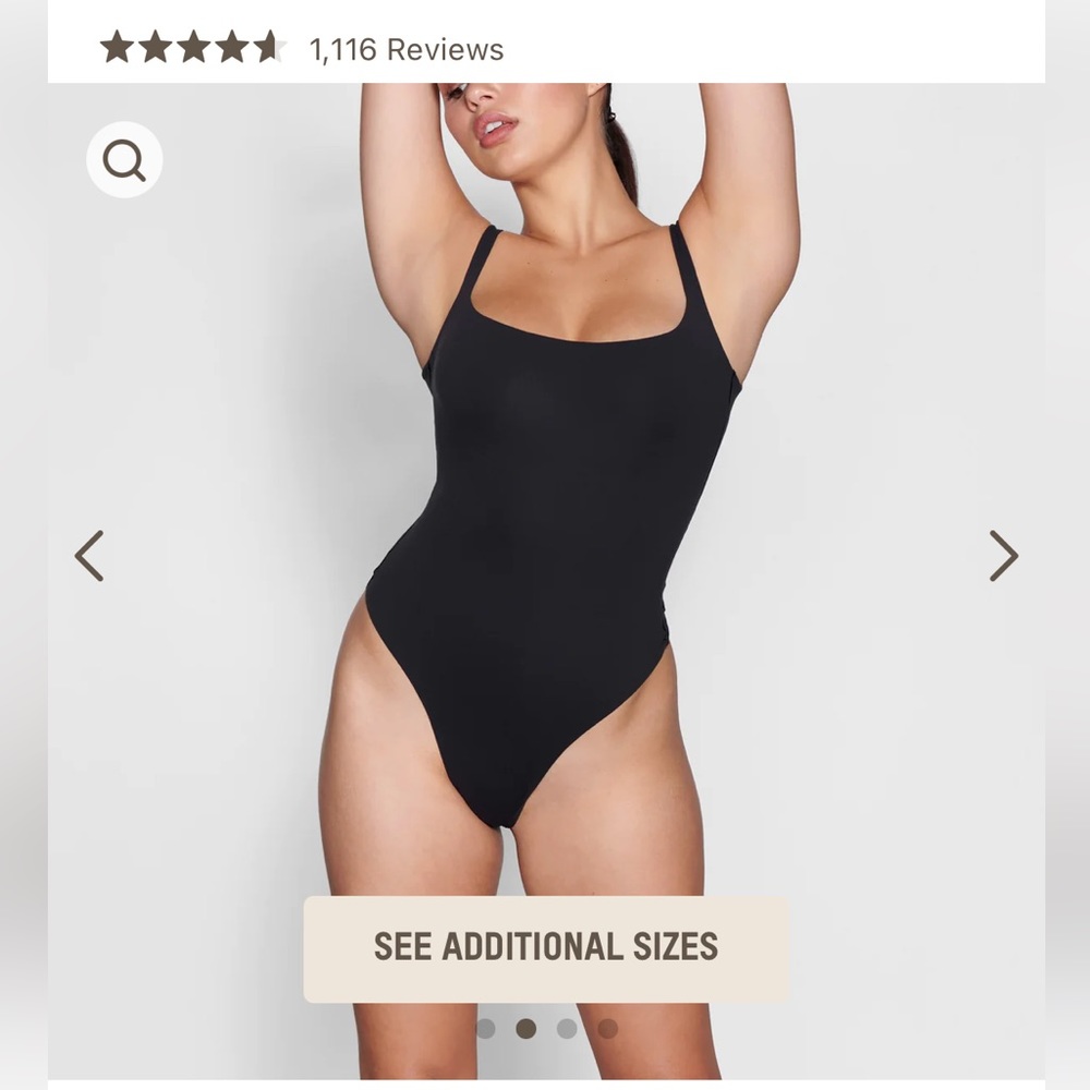 SKIMS FITS EVERYBODY SQUARE NECK BODYSUIT in Black